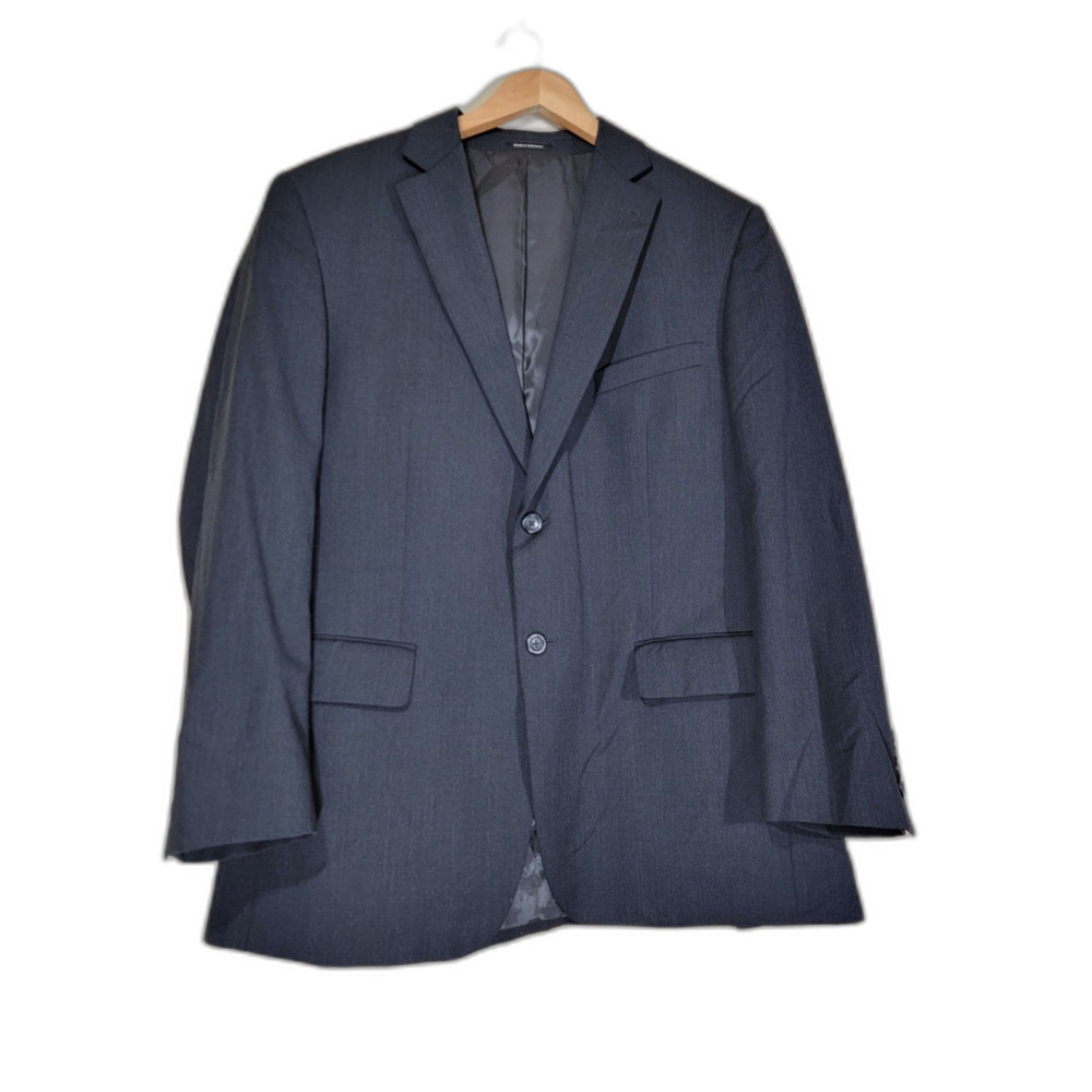 Pronto Uomo Men's Black Wool 2-Button Blazer Sport Coat Suit Jacket - 44R